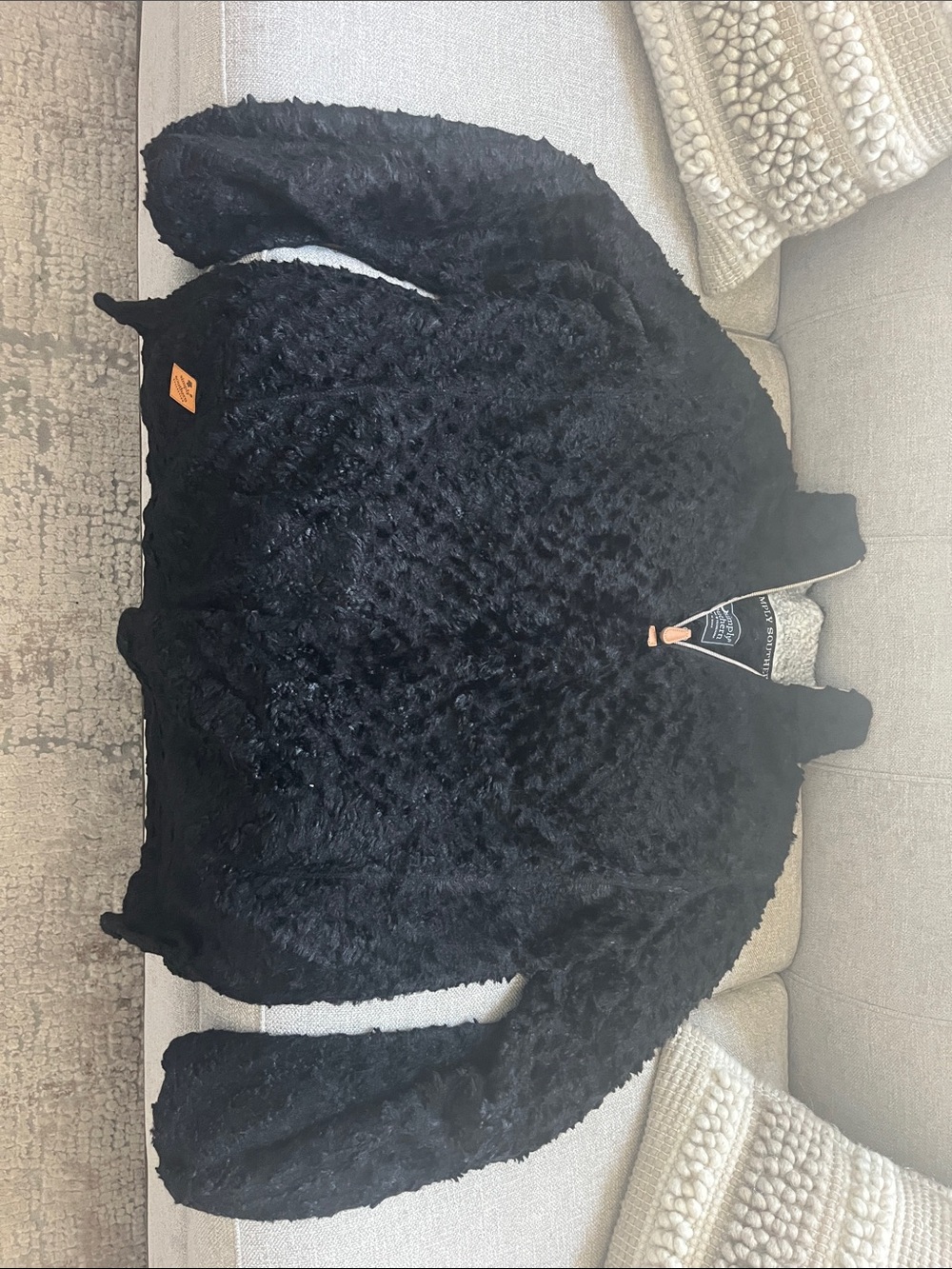 Simply Southern Black Plush Teddy Jacket for Women